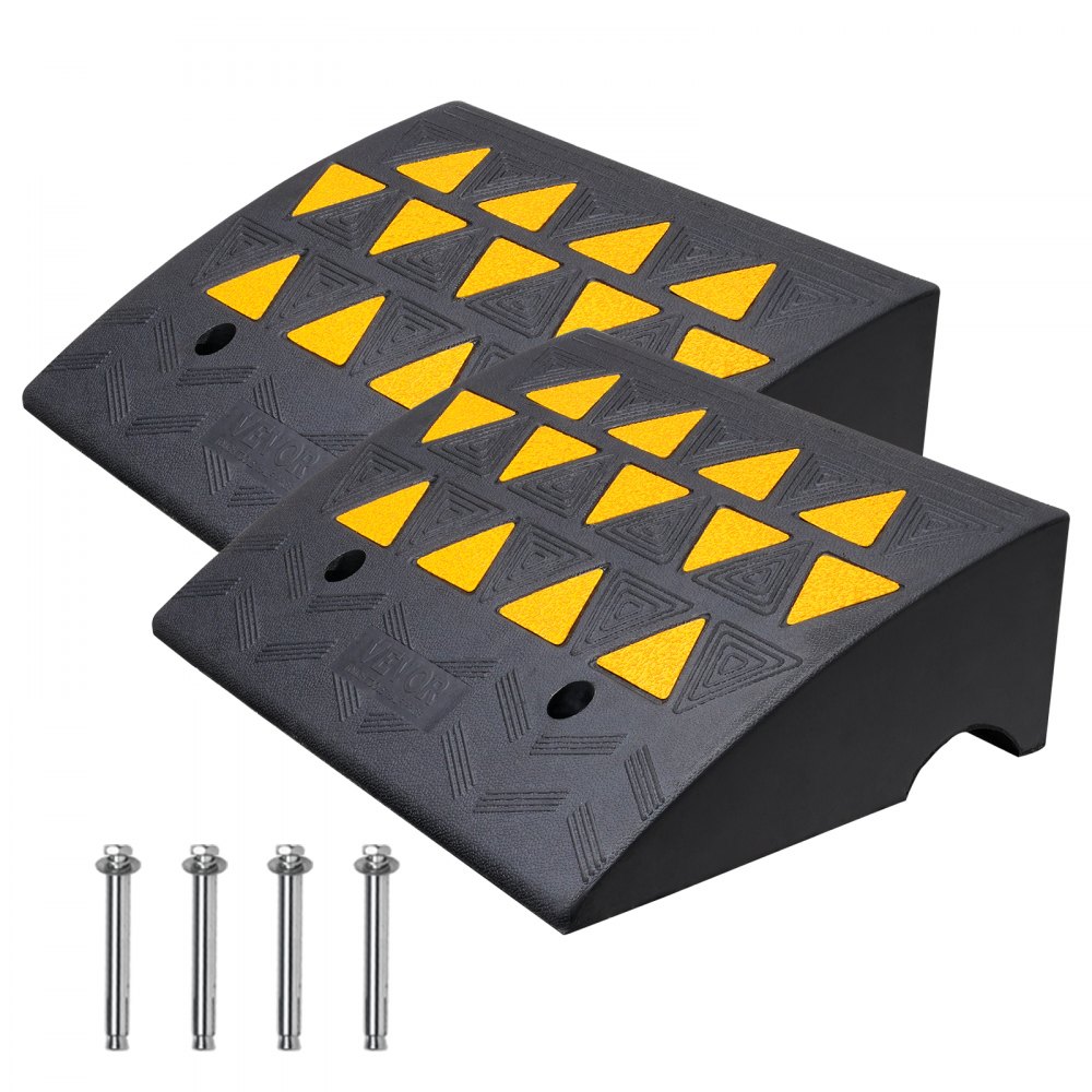 VEVOR Rubber Curb Ramp 2 Pack, 6" Rise Height Heavy-Duty 33069 lbs/15 T Capacity Threshold Ramps, Driveway Ramps with Stable Grid Structure for Cars, Wheelchairs, Bikes, Motorcycles - SJDLYPDGB2197XHMWV0