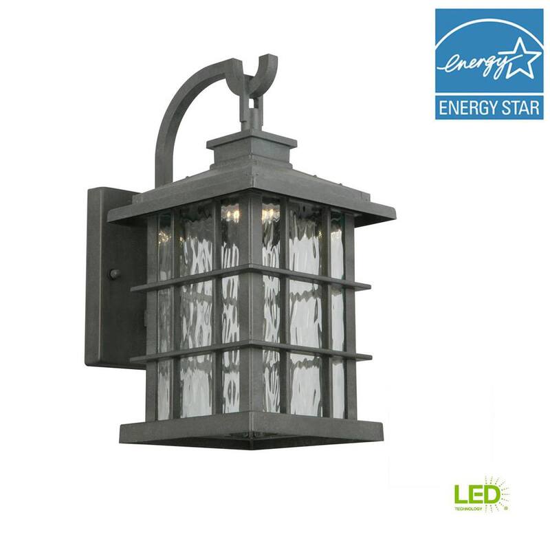 Colección de decoración para el hogar Summit Ridge 13.13 pulgadas Zinc Amanecer al Atardecer Linterna de Pared Exterior con Luz LED Integrada Cableada - CQH1691L-5