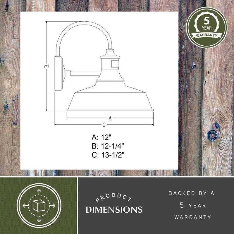 Detector de movimiento de bronce dorado VAXCEL al anochecer al amanecer Luz de pared exterior de granero de estilo granja con cielo oscuro - T0387