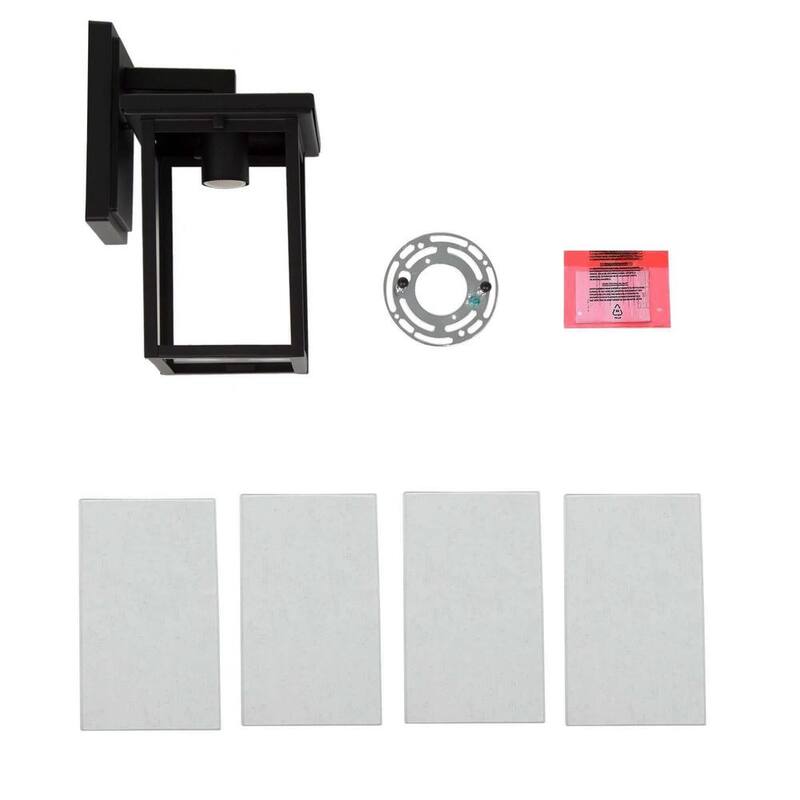 Lámpara LNC Modern 10.5 pulgadas de pared exterior en negro con pantalla de vidrio transparente con semillas para porche, patio y jardín - EYURAJHD1412097