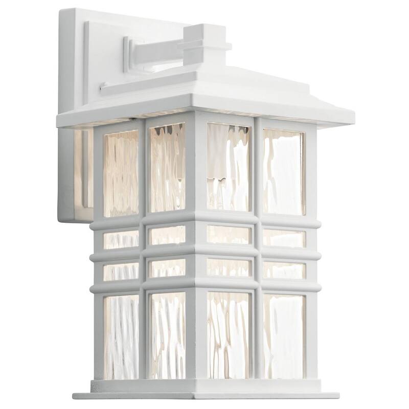 Lámpara de pared con farol de exterior KICHLER Beacon Square de 12 pulgadas y 1 luz en color blanco con cableado duro y sin focos incluidos (paquete de 1) - 49829WH.
