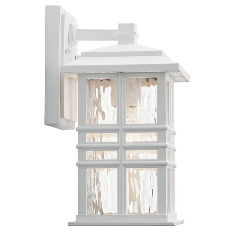 Lámpara de pared con farol de exterior KICHLER Beacon Square de 12 pulgadas y 1 luz en color blanco con cableado duro y sin focos incluidos (paquete de 1) - 49829WH.