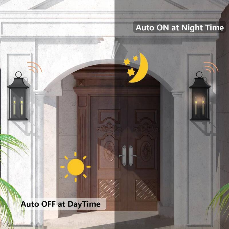 Lámpara de pared exterior Maxax Montpelier 20.6 in. 2 luces en color arena negro con sensor de luz - MX7008-W2BK