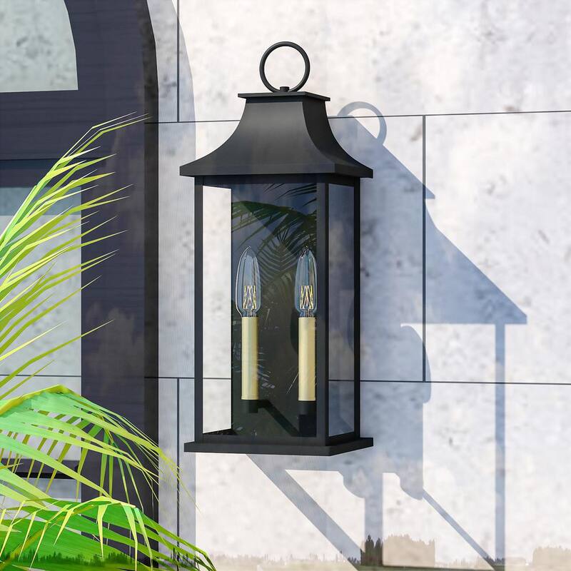 Lámpara de pared exterior Maxax Montpelier 20.6 in. 2 luces en color arena negro con sensor de luz - MX7008-W2BK