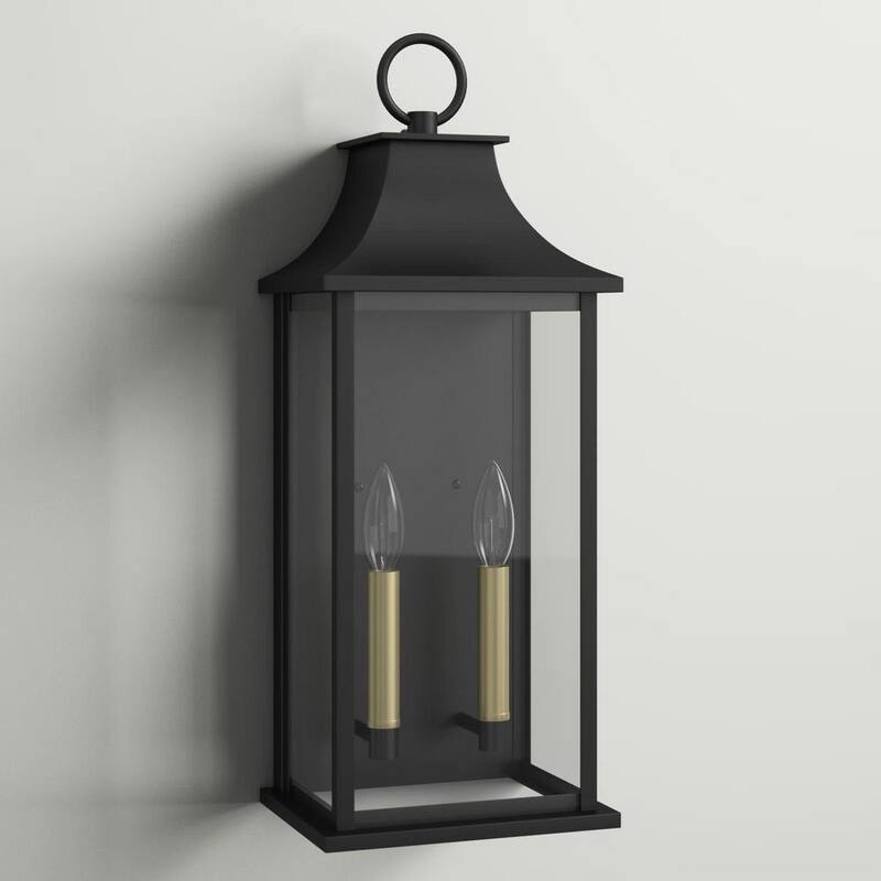 Lámpara de pared exterior Maxax Montpelier 20.6 in. 2 luces en color arena negro con sensor de luz - MX7008-W2BK