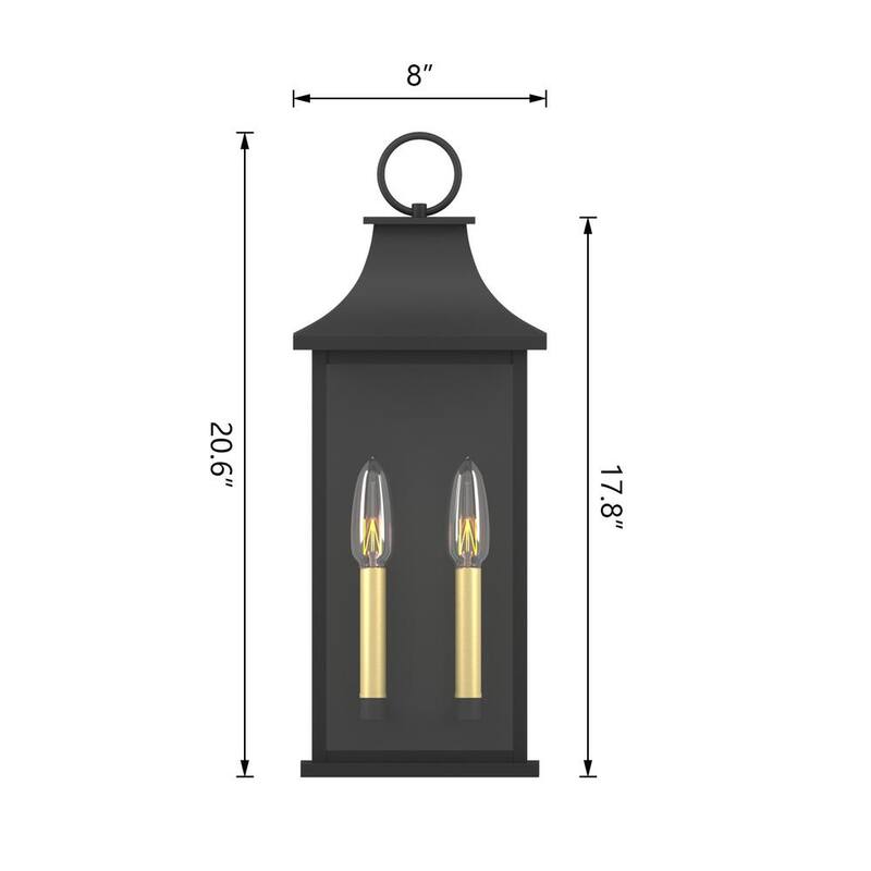 Lámpara de pared exterior Maxax Montpelier 20.6 in. 2 luces en color arena negro con sensor de luz - MX7008-W2BK