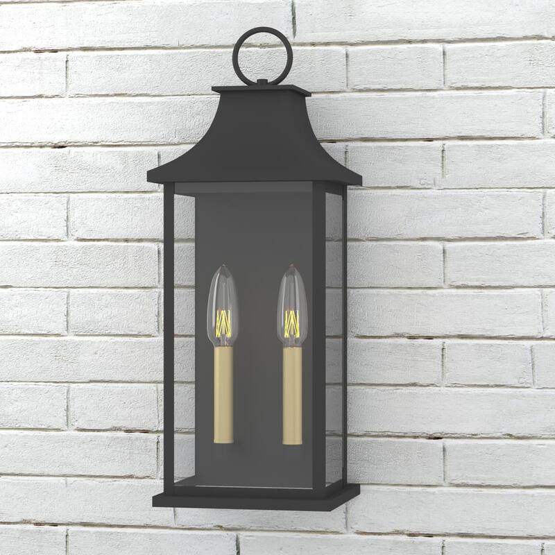 Lámpara de pared exterior Maxax Montpelier 20.6 in. 2 luces en color arena negro con sensor de luz - MX7008-W2BK