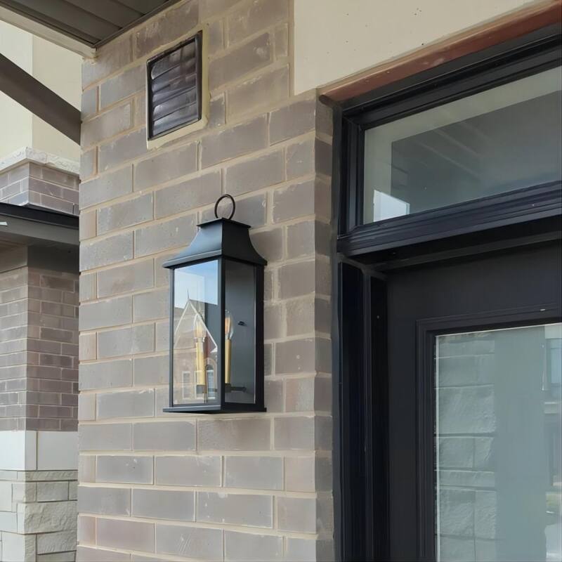Lámpara de pared exterior Maxax Montpelier 20.6 in. 2 luces en color arena negro con sensor de luz - MX7008-W2BK