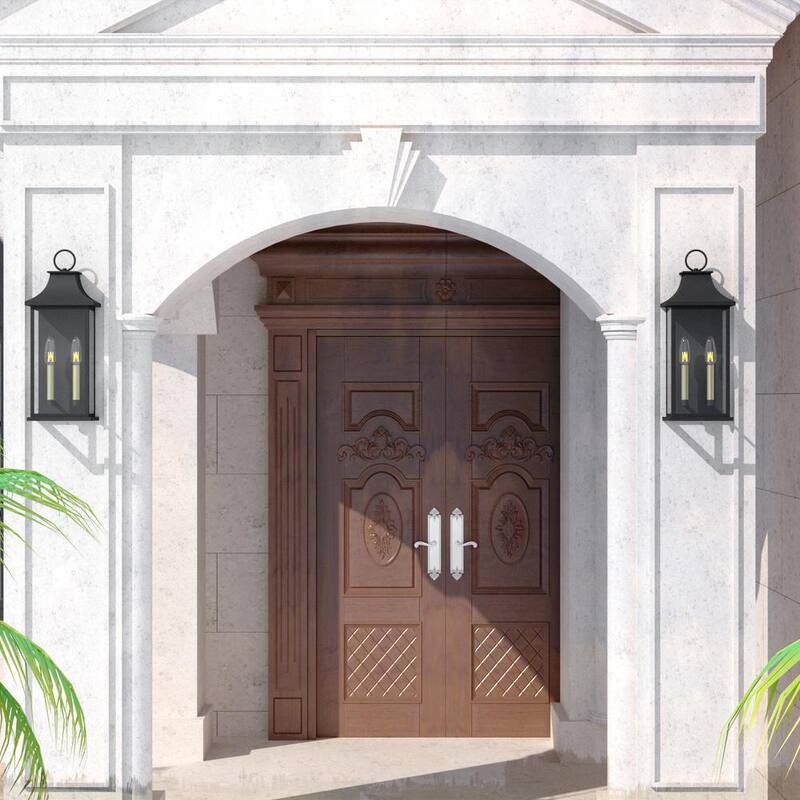 Lámpara de pared exterior Maxax Montpelier 20.6 in. 2 luces en color arena negro con sensor de luz - MX7008-W2BK