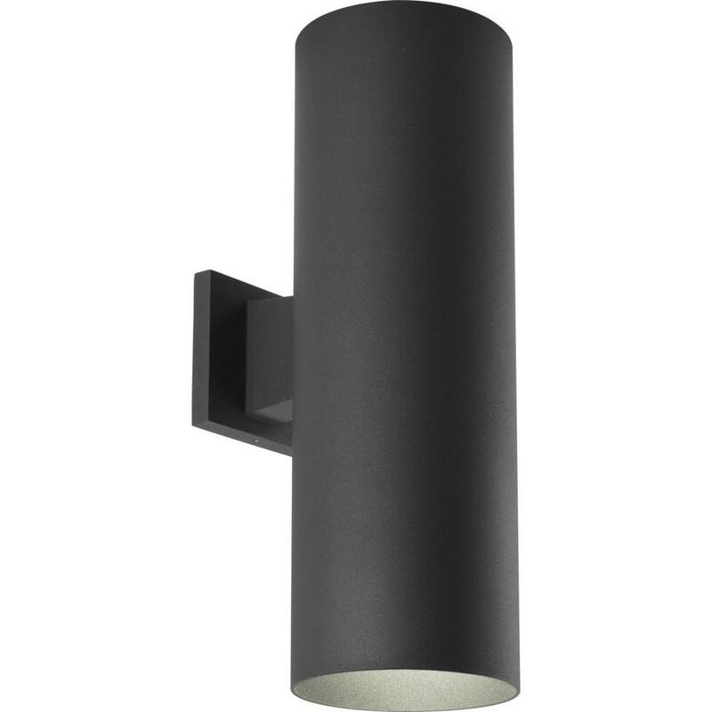 Colección de cilindros de iluminación Progreso 6" Lámpara de pared de aluminio negra moderna para exteriores hacia arriba y hacia abajo - P5642-31