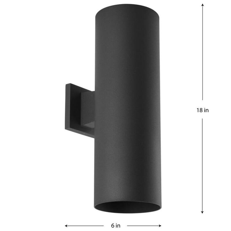 Colección de cilindros de iluminación Progreso 6" Lámpara de pared de aluminio negra moderna para exteriores hacia arriba y hacia abajo - P5642-31