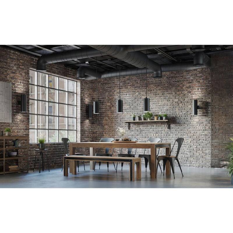 Colección de cilindros de iluminación Progreso 6" Lámpara de pared de aluminio negra moderna para exteriores hacia arriba y hacia abajo - P5642-31