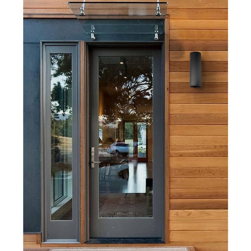 Colección de cilindros de iluminación Progreso 6" Lámpara de pared de aluminio negra moderna para exteriores hacia arriba y hacia abajo - P5642-31