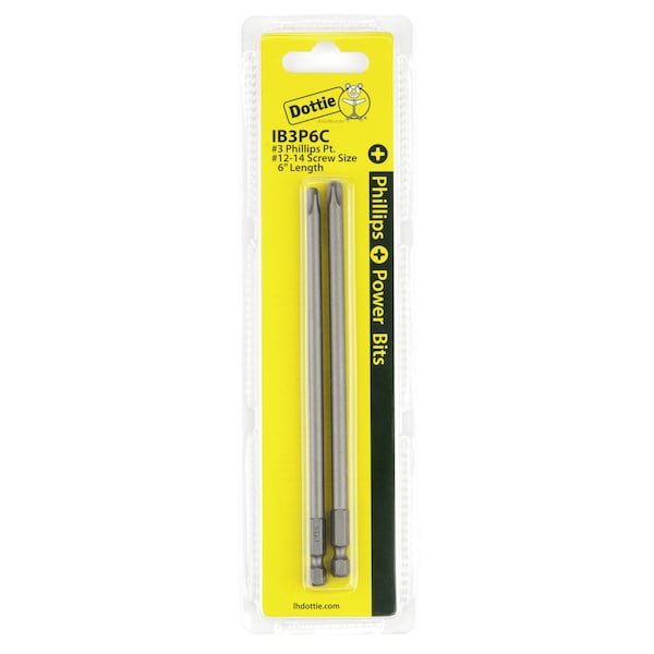 L.H. Dottie L.H. Dottie #3 x 6'' Phillips Power Bit (Carded) - IB3P6C