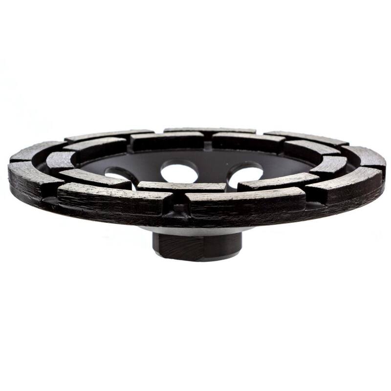 Herramienta para removedor de adhesivo Thinset de 4.5 pulgadas con rueda copa de diamante de doble hilera - 45DRDG58