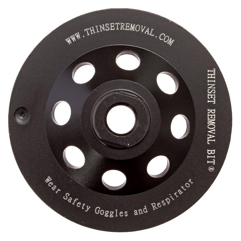 Herramienta para removedor de adhesivo Thinset de 4.5 pulgadas con rueda copa de diamante de doble hilera - 45DRDG58
