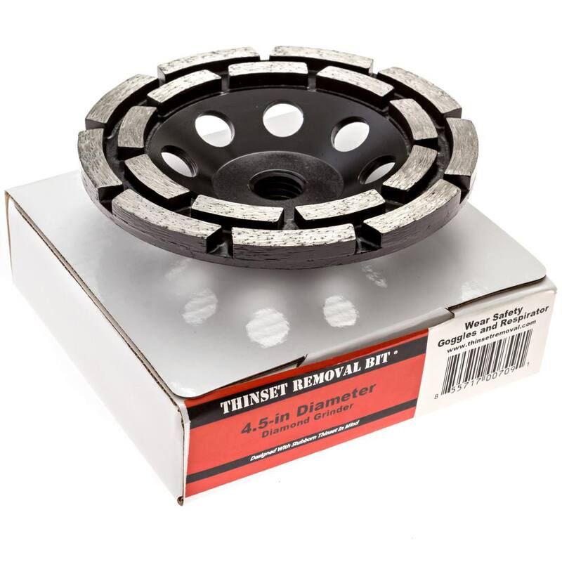 Herramienta para removedor de adhesivo Thinset de 4.5 pulgadas con rueda copa de diamante de doble hilera - 45DRDG58