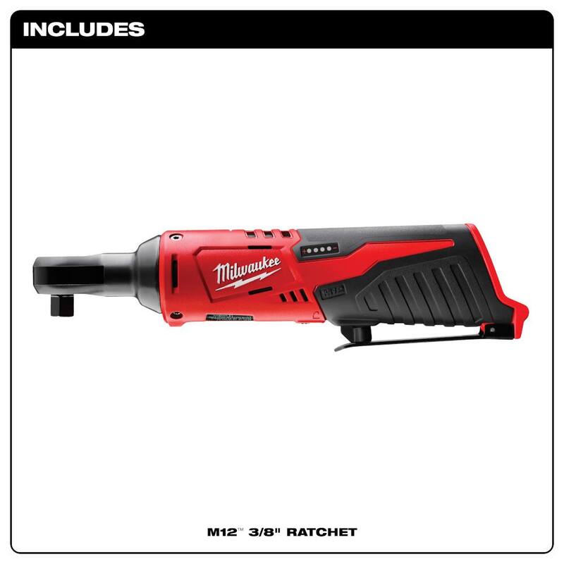 Milwaukee M12 FUEL 12V Lithium-Ion Brushless Inalámbrico 1/4 in. Kit de rectificadora de ángulo recto con M12 3/8 in. Trinquete - 2485-22-2457-20