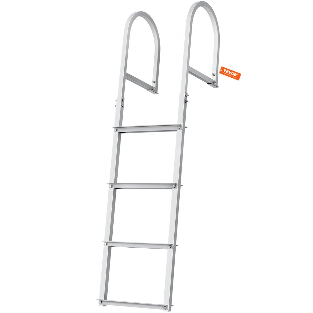VEVOR Dock Ladder, Removable 4 Steps, 500 lbs Load Capacity, Aluminum Alloy Pontoon Boat Ladder with 3.1'' Wide Step & Nonslip Rubber Mat, Easy to Install for Ship/Lake/Pool/Marine Boarding - MTZTCXSJFHXJDT0PBV0