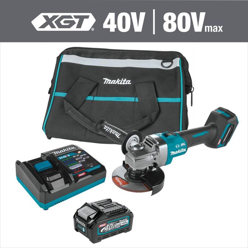 Esmeriladora angular inalámbrica sin escobillas Makita 40V Max XGT 4-1/2/5 in. con freno eléctrico (4.0Ah) - GAG01M1
