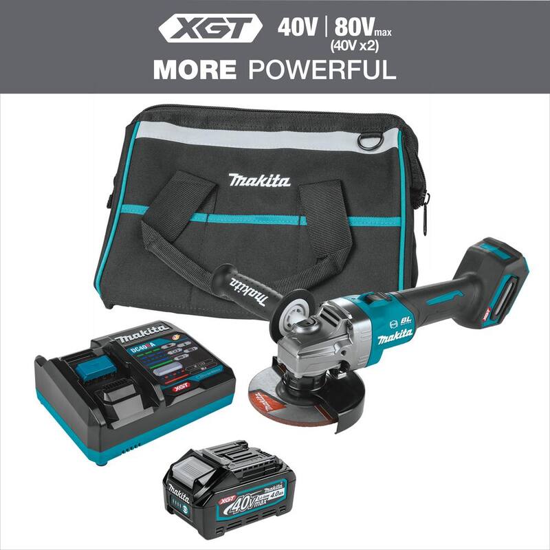 Esmeriladora angular inalámbrica sin escobillas Makita 40V Max XGT 4-1/2/5 in. con freno eléctrico (4.0Ah) - GAG01M1