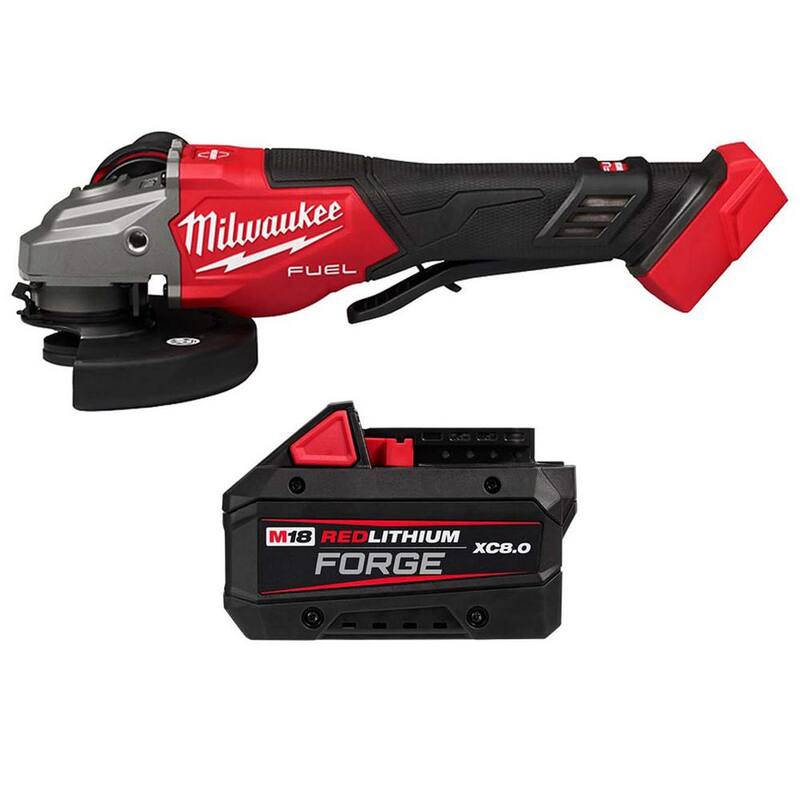 Milwaukee M18 FUEL Esmeril inalámbrico de 18 voltios con batería de iones de litio sin escobillas de 4-1/2 in./6 in. con batería M18 REDLITHIUM FORGE XC 8.0 Ah - 3670-20-48-11-1881