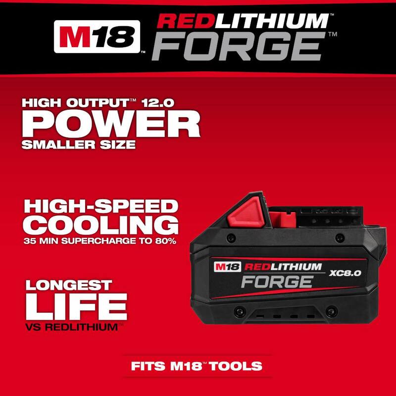 Milwaukee M18 FUEL Esmeril inalámbrico de 18 voltios con batería de iones de litio sin escobillas de 4-1/2 in./6 in. con batería M18 REDLITHIUM FORGE XC 8.0 Ah - 3670-20-48-11-1881