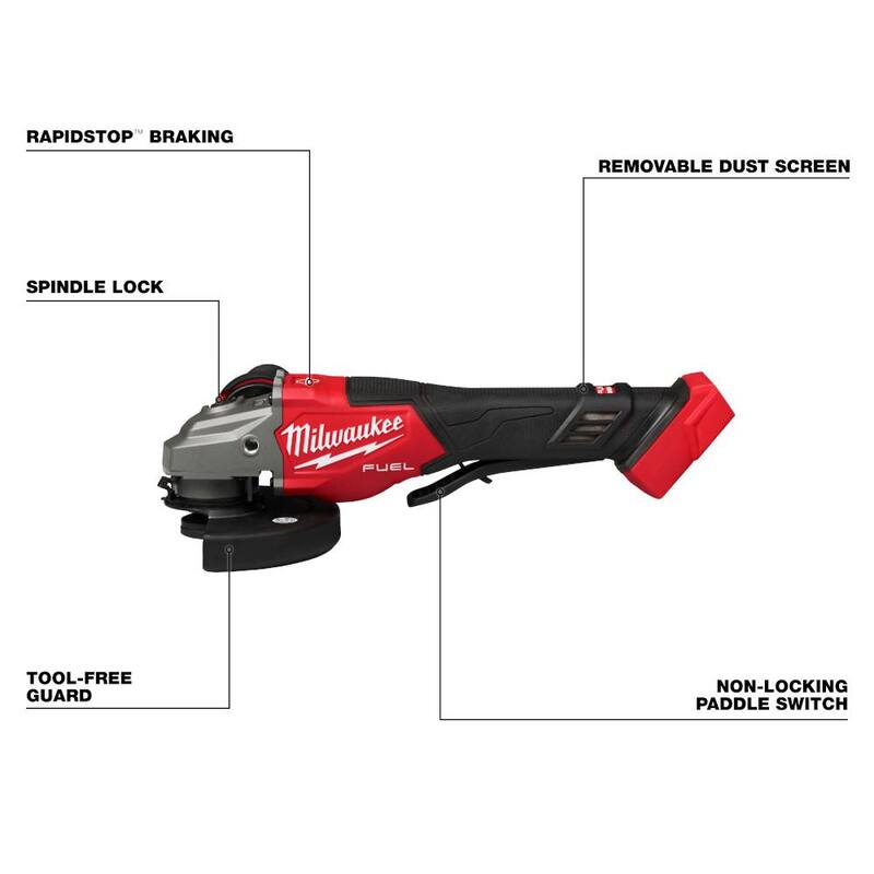Milwaukee M18 FUEL Esmeril inalámbrico de 18 voltios con batería de iones de litio sin escobillas de 4-1/2 in./6 in. con batería M18 REDLITHIUM FORGE XC 8.0 Ah - 3670-20-48-11-1881