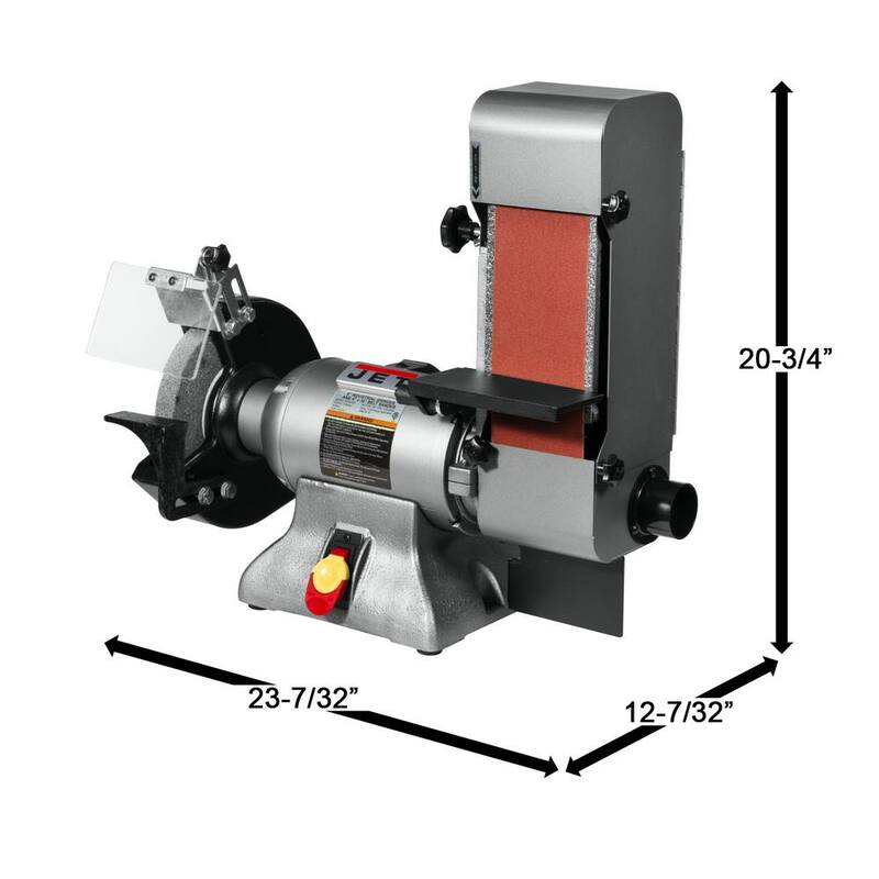 Combinación de esmeriladora industrial de 8 pulgadas y lijadora de banda de 4 pulgadas x 36 pulgadas 1 HP 115 voltios de Jet, IBGB-436 - 578436