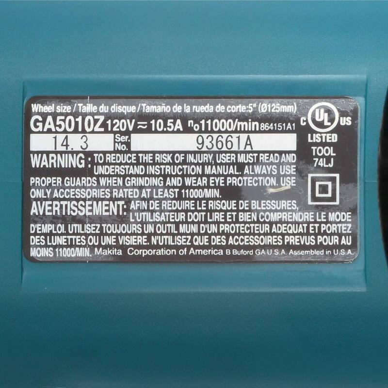 Makita 10.5 Amperios 5 pulgadas Amoladora Angular - GA5010Z