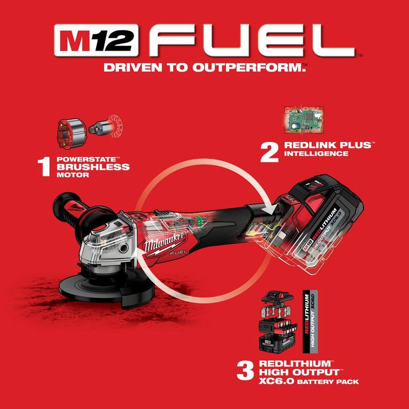 Esmeriladora inalámbrica sin escobillas Milwaukee M18 FUEL de 18V con batería de 6.0Ah - 2889-20-48-11-1865