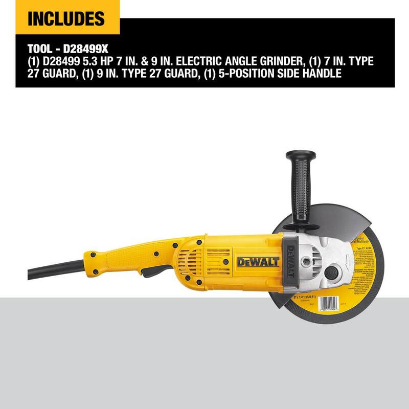 DEWALT 15 Amperios 5.3 HP 7 pulgadas y 9 pulgadas (180 mm y 230 mm) Amoladora de Ángulo - D28499X