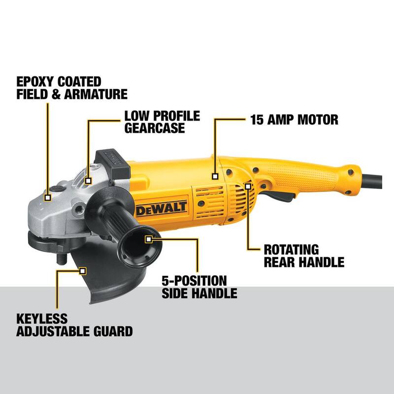 DEWALT 15 Amperios 5.3 HP 7 pulgadas y 9 pulgadas (180 mm y 230 mm) Amoladora de Ángulo - D28499X