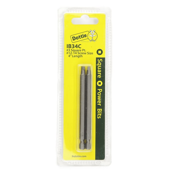 L.H. Dottie L.H. Dottie #3 x 4'' Square Drive Power Bit (Carded) - IB34C