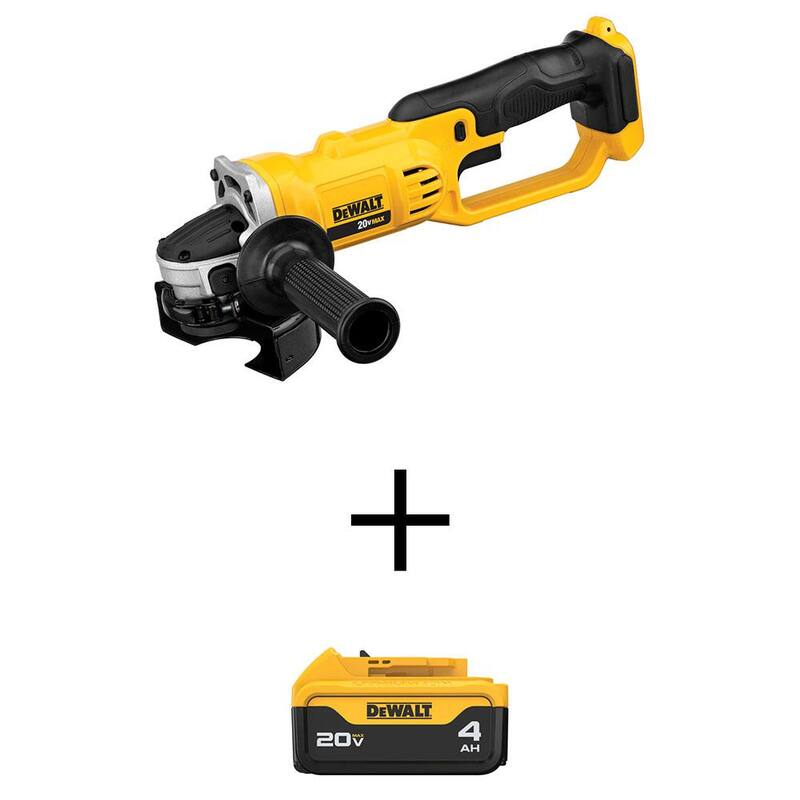 Amoladora inalámbrica DEWALT 20V MAX 4.5 pulgadas - 5 pulgadas y (1) Batería de iones de litio Premium 20V MAX 4.0Ah - DCG412BWDCB204