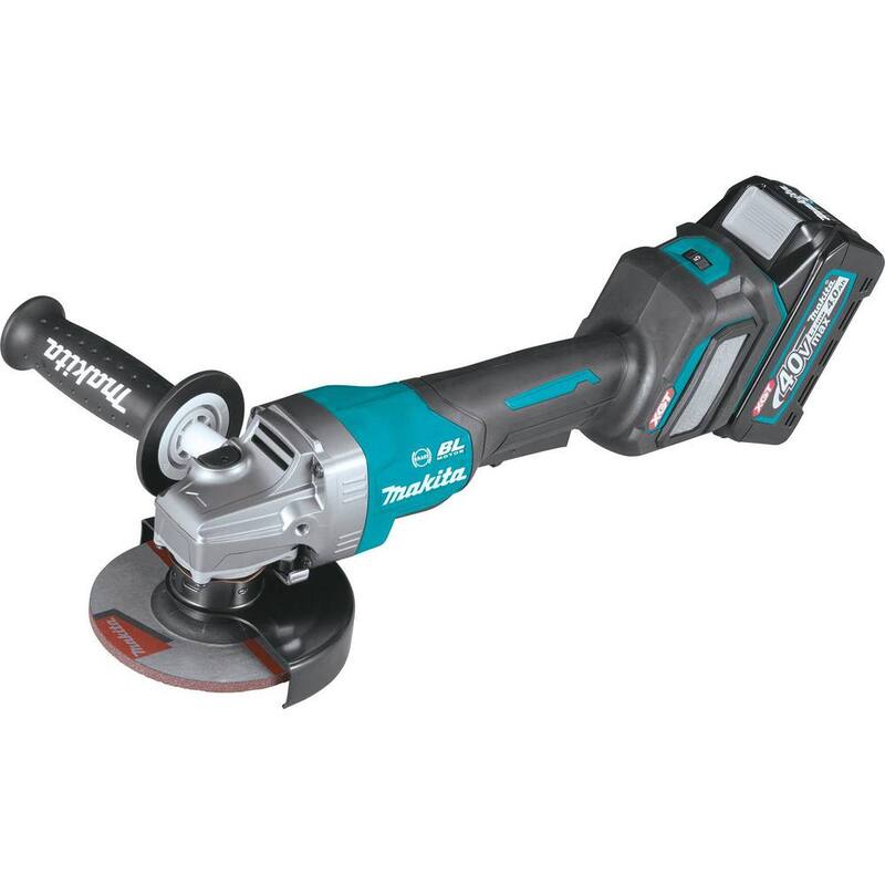 Makita 40V Max XGT Amoladora Angular Inalámbrica con Escobillas sin Carbones de 4-1/2/5 pulgadas con Interruptor de Paleta y Freno Eléctrico, Compatible con AWS (4.0Ah) - Kit GAG06M1