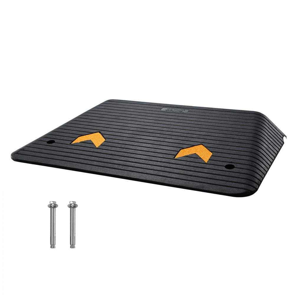 VEVOR Rubber Threshold Ramp, 4" Rise Wheelchair Ramp Doorway, Recycled Rubber Power Curb Ramp Rated 33069 Lbs Load Capacity, Non-Slip Textured Surface Rubber Ramp for Wheelchair Car Scooter - XBLYPDBG355X2YEU8V0