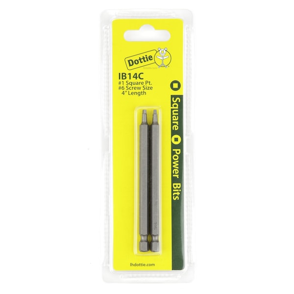 L.H. Dottie L.H. Dottie #1 x 4'' Square Drive Power Bit (Carded) - IB14C