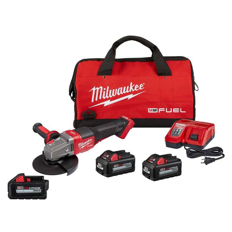 Amoladora inalámbrica Milwaukee M18 FUEL 18V de 4-1/2 in./6 in. con interruptor de paleta y kit de (3) baterías de 6.0 Ah - 2980-22-48-11-1865