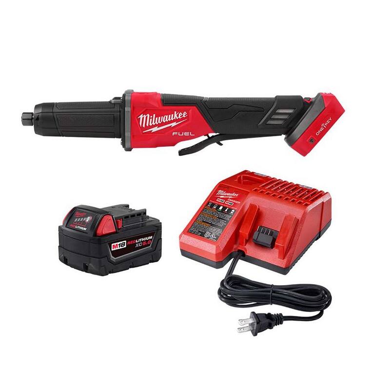Rectificadora sin escobillas inalámbrica Milwaukee M18 FUEL de 18 volts con batería de iones de litio, velocidad variable de 2-3 pulgadas con interruptor de paleta y kit de inicio de 5.0Ah - 2984-20-48-59-1850