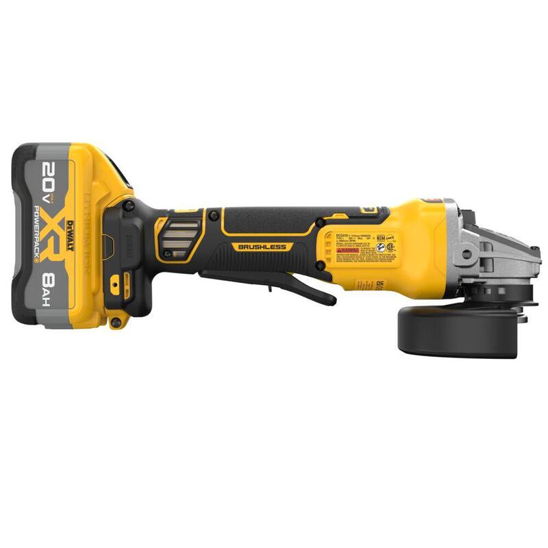 DEWALT 20V MAX Amoladora Angular Inalámbrica de Iones de Litio de 4-1/2 a 5 pulgadas con Batería de 8.0 Ah, Cargador y Bolsa de Herramientas - DCG410WW1
