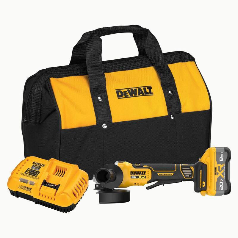 DEWALT 20V MAX Amoladora Angular Inalámbrica de Iones de Litio de 4-1/2 a 5 pulgadas con Batería de 8.0 Ah, Cargador y Bolsa de Herramientas - DCG410WW1