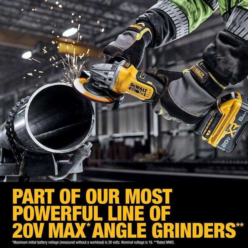 DEWALT 20V MAX Amoladora Angular Inalámbrica de Iones de Litio de 4-1/2 a 5 pulgadas con Batería de 8.0 Ah, Cargador y Bolsa de Herramientas - DCG410WW1