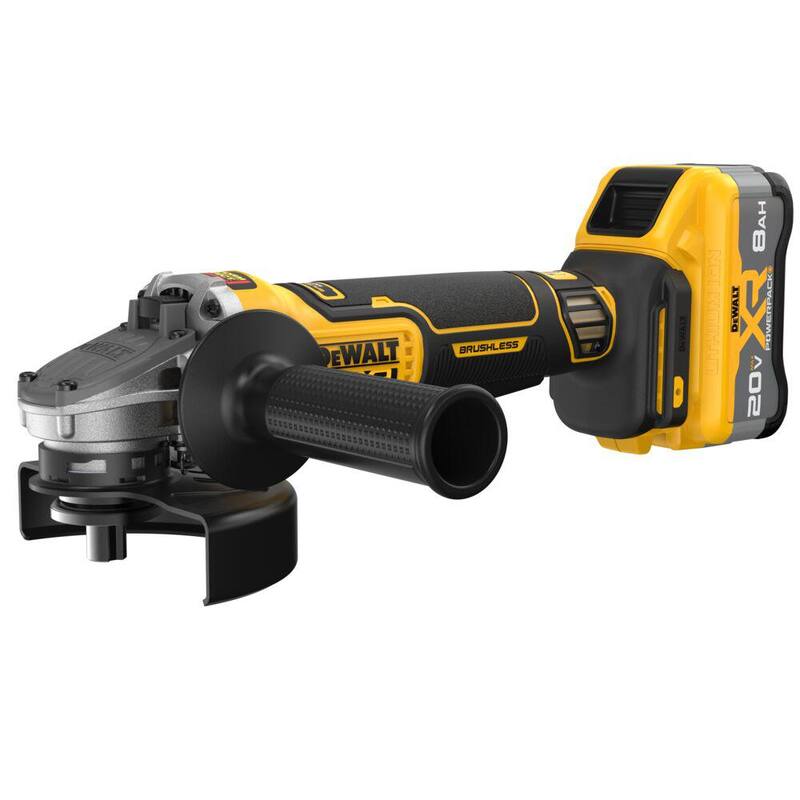 DEWALT 20V MAX Amoladora Angular Inalámbrica de Iones de Litio de 4-1/2 a 5 pulgadas con Batería de 8.0 Ah, Cargador y Bolsa de Herramientas - DCG410WW1