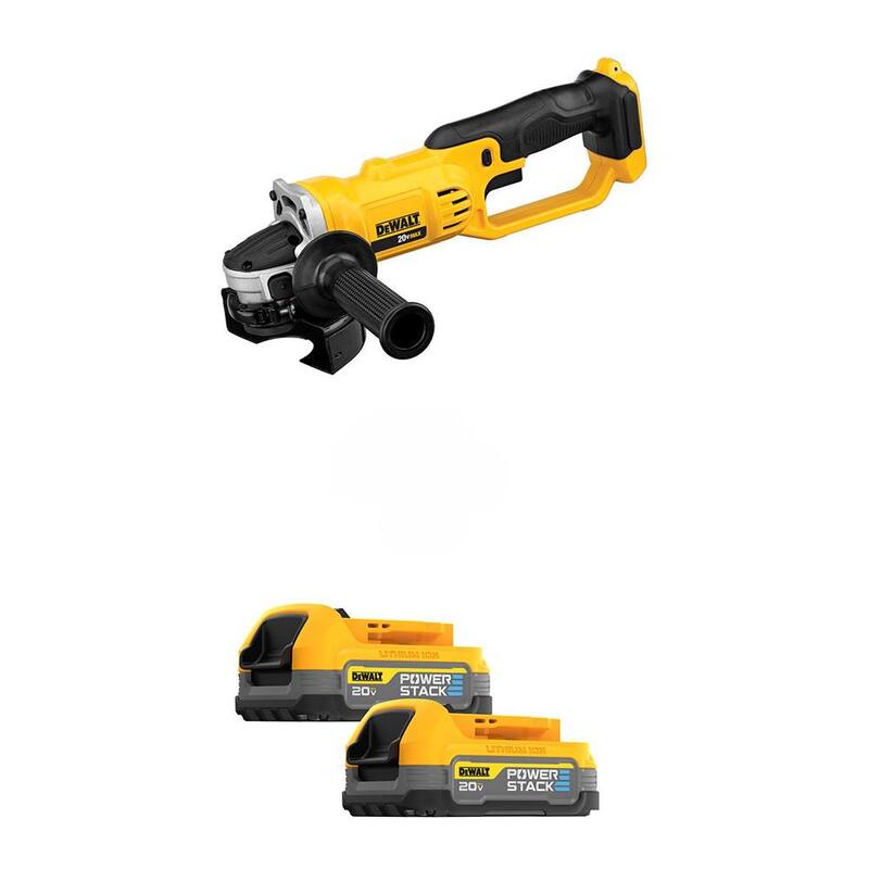 Amoladora angular inalámbrica DEWALT 20V MAX de 4.5 a 5 pulgadas con baterías compactas 1.7 Ah 20V MAX POWERSTACK (2) - DCG412BWBP034-2