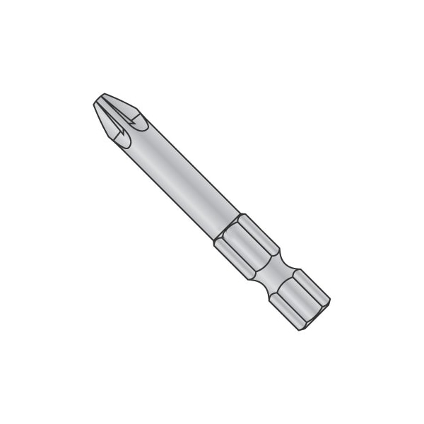 Newport Fasteners 2 X 1 15/16 X 1/4 Pozi Power Bits/Point Size: #2/Length 1 5/16"/Shank: 1/4" , 60PK - 753114