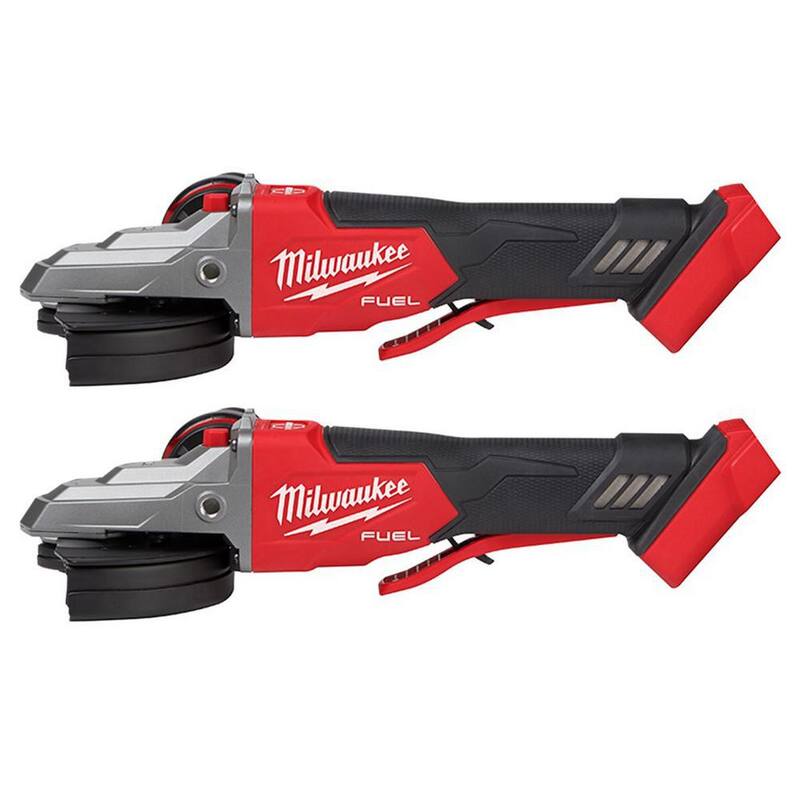 Amoladora Milwaukee M18 FUEL sin escobillas inalámbrica de 18 voltios 5 pulgadas con freno de cabezal plano y interruptor de paleta sin bloqueo (Juego de 2 piezas) - 2886-20-2886-20.
