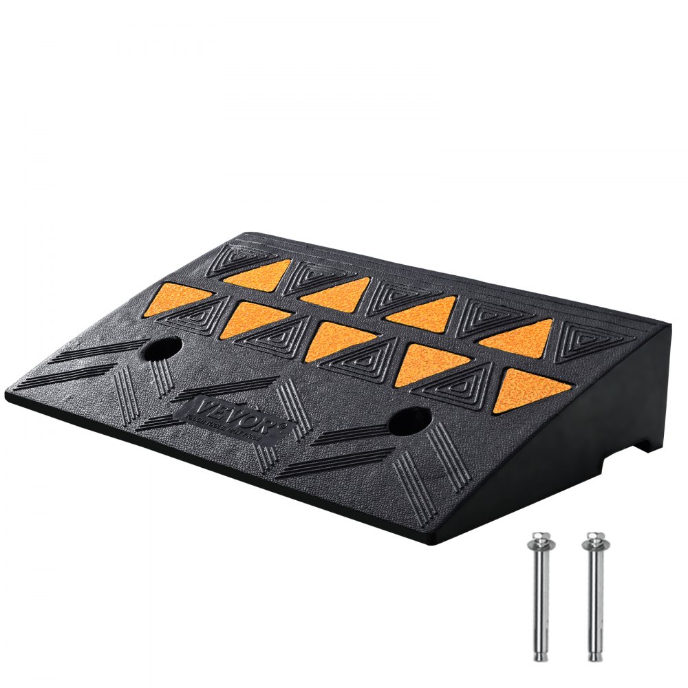 VEVOR Rubber Curb Ramp 4.25" Rise Height Sidewalk Curb Ramp, 11.8" Width 19.7" Length Driveway Ramp for Curb, 15T Heavy Duty Rubber Ramp for Forklifts, Trucks, Buses, Cars, Wheelchairs, Bikes - SJDLYPDGB1197IMYQV0