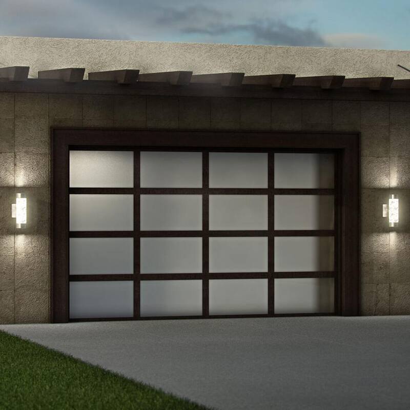 Lámpara de Pared de Acero Inoxidable con Cristal Burbujeante Integrado LED para Exteriores, para Garage y Porche, Estilo Moderno - AMP105-HDSS