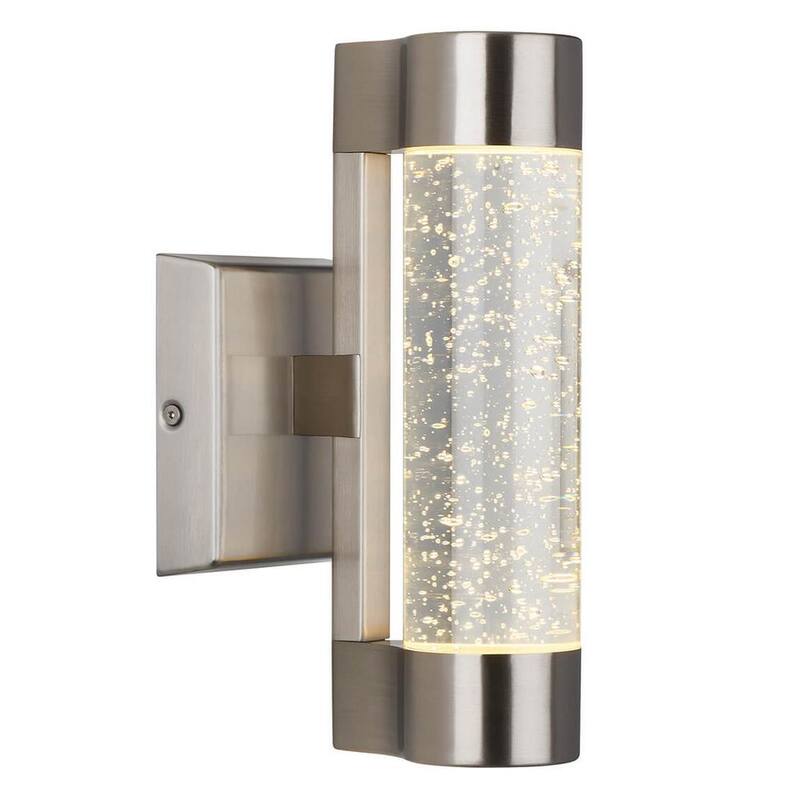 Lámpara de Pared de Acero Inoxidable con Cristal Burbujeante Integrado LED para Exteriores, para Garage y Porche, Estilo Moderno - AMP105-HDSS